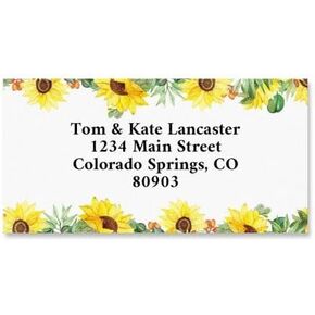 Summer Sunflowers Border Personalized Return Address Labels Set of 144, Large, Self-Adhesive, Flat-Sheet Labels, by Colorful Images