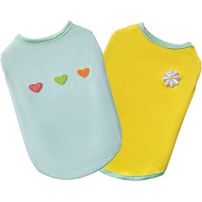2PCS Flower Printed Summer Dog Shirts for Small Medium Pet t Shirt Girl Boy Clothes Soft Breathable
