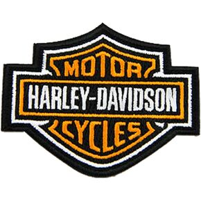 Harley-Davidson 3 inch Embroidered Orange Bar & Shield Logo Emblem Sew-On Patch