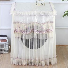 Appliance Dust Cover Washing Machine Cover, Lace Ruffle Waterproof Fully Automatic Washing Machine Cover Dust Cover （60*60*80cm） Dust Cover for Home Appliances(C)