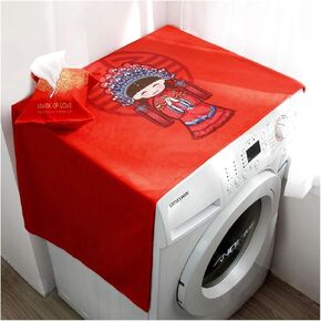 Appliance Dust Cover Festive Big Red Cover Cloth Washing Machine Cover ，for Washers and Dryers 、Fridge Cover ，140cm*55cm (55.1in*21.6in) Dust Cover for Home Appliances(B)