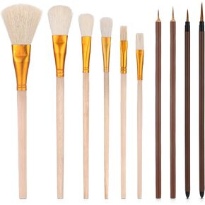 10 Pack Pottery Glaze Brushes, Watercolor Wool Paintbrush Sets Ceramic Brushes Set Pottery Tools and Supplies for Acrylic Watercolor Oil Painting Potterys Students Painting Enthusiast