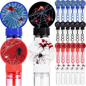 24 Pcs Spider Sticker Bubble Wands, Mini Spider Web Sticker Toys Bubbles for Party Favors Supplies, Goodie Bag Stuffers Gifts, Birthday, Outdoor Summer Toys, Prizes (Classic)
