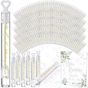 102 Pcs Wedding Bubbles Bulk Gift Including Mini Clear Heart Bubble Wands Acrylic Display Board Sign with Stand for Wedding Send Off Anniversary Engagement Bridal Guests Gift