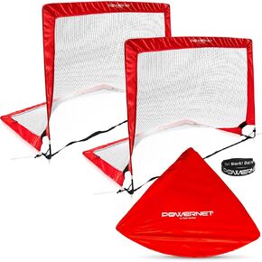 PowerNet Soccer Popup Net الهدف المحمول | مستطيل 4 × 3 | 2 هدف + 1 حقيبة حمل | إطار متين خفيف الوزن | إعداد سريع، تخزين سهل الطي | لعبة جانبية صغيرة قصيرة | دقة الممارسة الفنية in Kuwait