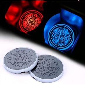 2 حزمة من أضواء حامل الأكواب LED، كوستر سيارة بمخالب الكلب مع 7 ألوان متغيرة لشحن USB، وسادة كأس مضيئة لتزيين مصباح الجو الداخلي