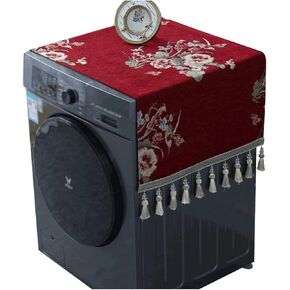 Appliance Dust Cover Multi-Purpose Washing Machine Cover，European-style Multi-Purpose Drum Washing Machine Cover，Red Festive Holiday Household Cover Towel Dust Cover for Home Appliances(C)
