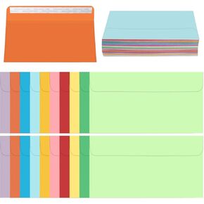 50Pcs Colorful Envelopes, #10 Business Envelopes, Self Seal Standard Envelopes for Letter Invitations Office(4 x 9.4 Inches)