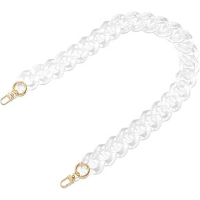 ZOOEASS Acrylic Purse Strap Black 14.5inch Oval Bag Chains Resin Handbag Strap DIY Replacement Purse Charm Chain Extender（G Black-37CM）