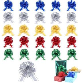 FORBINBO 20 Pcs Pull Bows for Gift Wrapping,6 Inches 5 Types of Gift Bows with Ribbon for Wedding, Valentines Day, Birthday, Anniversary, Florist Packaging ，Flower Bouquets and Basket (Blue)