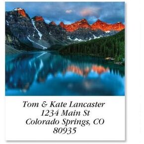 Mountain Lake Sunrise Square Return Address Labels - Set of 144 1-1/8" x 2-1/4" Self-Adhesive, Flat-Sheet labels