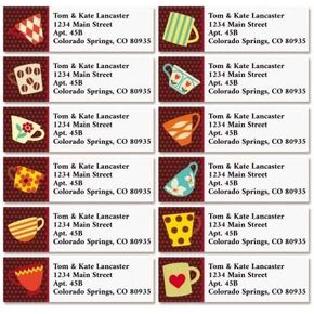 Coffee Break Small Return Address Labels (12 Designs) - Set of 240 2" x 5/8" Self-Adhesive, Flat-Sheet labels