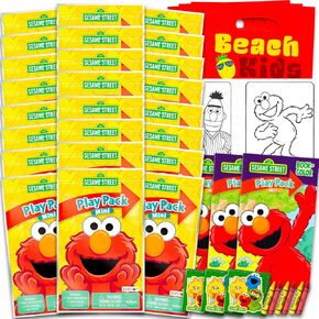 Elmo Mini Party Favors Set - Bundle with 24 Elmo Play Packs with Coloring Pages and More | Sesame Street Party Supplies