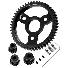 Metal Spur Gear 50T(32-Pitch) Transmission Gears with 15T/17T/19T Pinions Gear Sets Upgrades Part for 1/10 Slash 4x4 VXL/Stampede 4x4 VXL/Rustler 4X4 VXL/Summit/T-Maxx RC Car,#3956