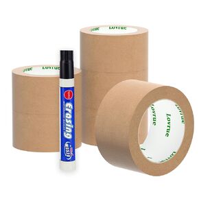Writable Kraft Paper Tape Bundle - 6 Roll Eco-Friendly Packaging Set with Marker Pen,Brown Packing Tape for Labeling Boxes Home Business Moving 164 ft x 1.88",1 Roll + 1 Marker