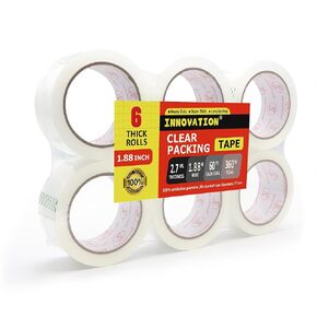 Innovation Huchice Backing Tape 6 Rolls ، 360 ياردة عبوة شديدة العمل للشحن والبريد والتحرك والتخزين واضحة وقوية.