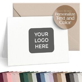 Personalized Logo Stationery, Your Brand, Your Style, Customized Business Cards Business Correspondence, Professional Note Cards & Envelopes, 4.25 x 5.5 or 5x7 inches Card Set - Your Logo FOLDED Cards