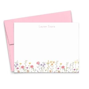 Sweet Wild Flower Kids Stationery Set for Girls Personalized Floral Note Cards for Girl, Custom Stationary Notes with Florals, Kid Notecards with Wild Flowers, Choice of Colors and Quantity
