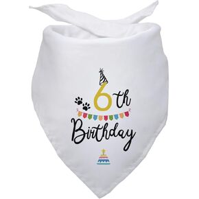 Dog Birthday Bandana 6th Birthday Party Supplies Pet Dog Lover Gifts Triangle Scarf for Pet Puppy 6th Birthday Party Decoration