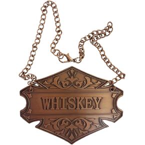 Decanter Tag with Adjustable Chain, Copper, 2.6 x 2 inches, Liquor Bottle Label (Bourbon tag)