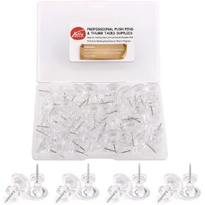 Yalis Giant Push Pins 40 Pieces Clear Thumb Tacks Steel Point Big Plastic Heads Pins Marking Pins for Cork Board (Clear 40)