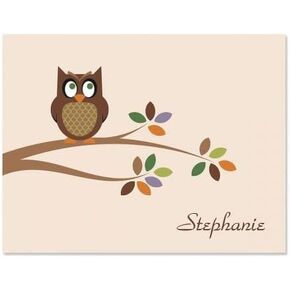 Owl Custom Note Cards - Set of 12 4-1/4" x 5-1/2" blank inside cards come with white envelopes