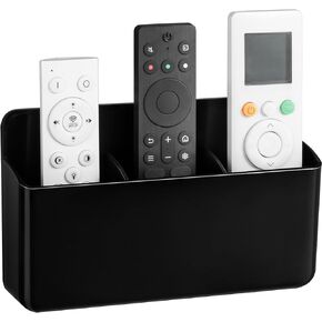 Adjustable 3-Slot Remote Control Holder Wall Mount, Self Adhesive Black Plastic Bedside Remote Caddy Box for Bed, TV Controller Holder for Table, Marker Holder, Pencil Cup