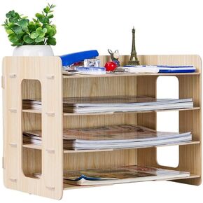Minimalist DIY Desktop Finishing Shelves Data File Storage Box Magazine Books Organizer Rack Holder Office Bookshelf (Color : A) (C)