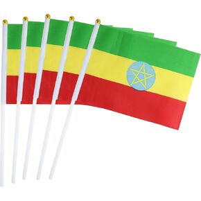 50 حزمة يدوي ميني صغير صغير العلم إثيوبيا العلم الإثيوبي العلم عصا العلم جولة العلوي الأعلام الوطنية ، مستلزمات الزخارف الحزبية للمسيرات ، كأس العالم ، الأحداث الرياضية ، المهرجان الدولي