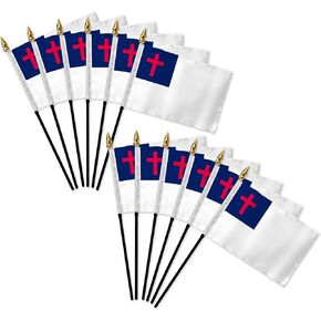 Christian 4x6in Stick Flag - 1 dozen pack