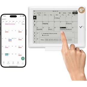 Screen Touch Digital Calendar - 6-inch Eletronic Smart Calendar Display TouchScreen Interactive Schedule Planner, Desk Digital Organizer with Weather, Tasks & Reminders