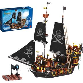 Pirate Ship Mini Building Set, 1328 Pcs Display Boat Sailboat Model Building Kit, STEM Creativity Big Ship Model Block Toy, Christmas Birthday Gift for Adults Teens Kids Boys Girls 8-14