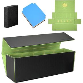 2 in 1 Card Deck Box for Trading Cards, Unfolded MTG Commander Card Can be Used as a Playmat, Leather Magnetic Card Storage Box Holds 800+ Single Sleeved Cards, Fits for TCG CCG Magic Cards