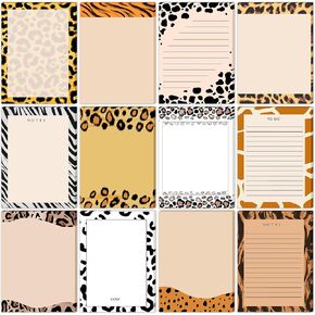 12 Pcs Modern Animal Print Sticky Notes 4" x 6" Animal Pattern Self Stick Note Pads Adhesive Cute Memo Cheetah Print Leopard Back to School Gift Office Supplies for Reminders Home 12 Styles