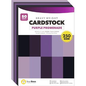 Purple Cardstock Paper, 8.5 x 11 inches, 92lb Cover, 50 Sheets, for Crafts and Card Making