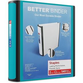 STAPLES Better Binder, 2-Inch, Teal