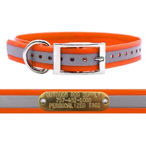 Supply Outdoor Dog Supply 1 "عاكس عاكس D Ring Cold Strap مع علامة 3/4" (21 "طويلة ، برتقالية عاكسة)