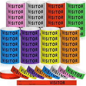 800 Pcs Visitor Pass Wristbands Colorful Visitor Name Identification Labels 10 x 0.75 Inches Identification Badge Stickers 8 Colors for School Hospital Clinic Nursing Home Business
