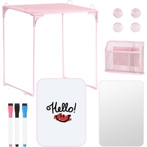 HAUTOCO 11-Piece Locker Accessories Kit with Shelf, Magnetic Mirror, Magnetic Whiteboard, Pen Holder, Magnets, Markers, Back to School Essentials Pink Locker Decorations Organizer Supplies for Girls