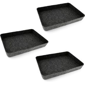 Three by Three Seattle Felt Like It! 13 x 9.5 Inch Felt Tray Drawer Organizer, Fits Standard Letter Size Paper Sheets, 3 Pack (Charcoal)