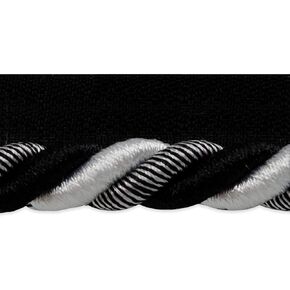 Trims by the Yard Leona 3/8" Twisted Lip Cord Black/White | (10 Yard Cut) Trim
