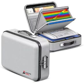 Fireproof Document Bag, 12 Multi Layer Important Document Organizer, Fireproof Bag Safe Storage Portable File Organizer with Lock, Waterproof Safe Organizer for Legal Files, Laptop, and More