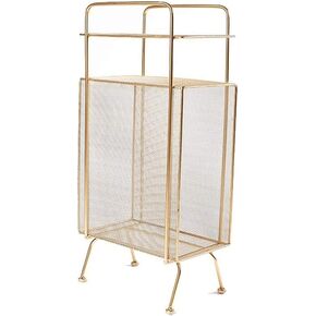 Book Shelf Modern Creative Bookshelf Floor-Standing Coffee Table Bookshelf Living Room Balcony Bedroom Magazine Rack Office Metal Rack Bookshelves and Bookcases(Gold)