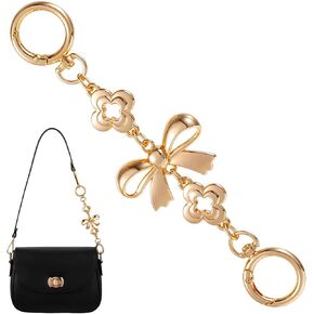 Piriuuo Bag Extender Chain, Purse Strap Extender Bow Pattern Purse Extender Chain Metal Chain Strap Replacement Extension Gold Bag Chains for Handbags Purse Making Supplies