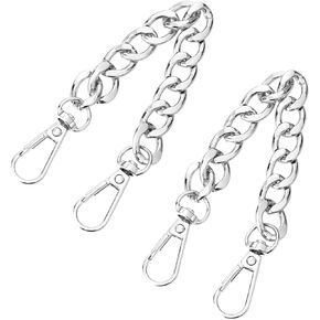 Silver Purse Extender Chain, 2 Pcs 7.9 Inch Purse Strap Extender, Aluminum Bag Flat Chain Strap with Alloy Swivel Clasps, Metal Bag Extender Chain for Handbags, Shoulder Bag, Purse