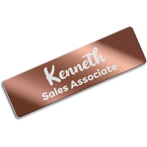 Generic Engraved Custom Name Tag with Magnet Clip or Pin - Personalized Magnetic Name Tags for Clothes - Customizable Name Tags for Work Business Employee Students - Metal Name Badge Tag（Blue）