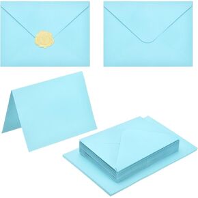 PATIKIL 20Pack Golden 4x6 Blank Cards and Envelopes, V Flap A6 Envelopes with Cardstock & Gold Stickers Small for Greeting Cards Wedding Greeting Birthday Invitations Letter Mailing