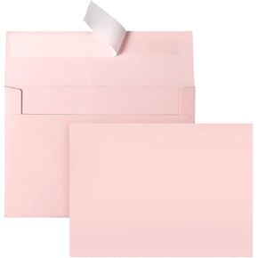 100 Pack Blush Pink Blank Cards and Envelopes Pink Greeting Cards A7 Self Seal Envelope Set for Wedding Birthday Invitation