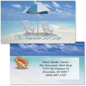 Seashore Custom Printed Business Cards - Set of 250-2 x 3-½ inches - Matte Finish - Single-Sided - Tropical, Travel, Beach Themed Personalized Cards, Printed in the USA, by Colorful Images