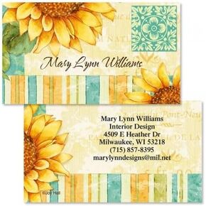 Tuscan Sun Custom Printed Business Cards - Set of 250-2 x 3-½ inches - Matte Finish - Double-Sided - Gifts for Artists, Florists, Designers, Printed in the USA, by Colorful Images